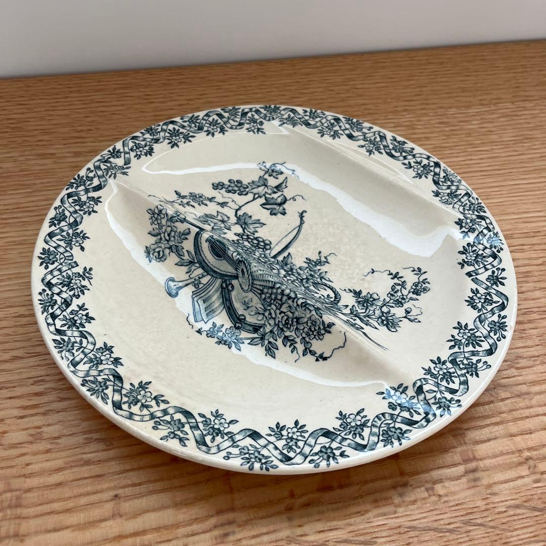 レア✨ フランスアンティーク ロンウィ セパレート プレート 楽器 花 葡萄