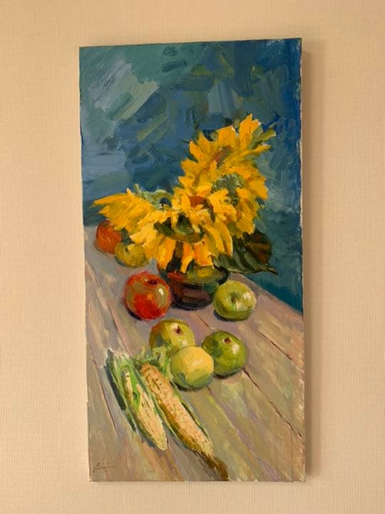 Picture with sunflowers-ひまわり