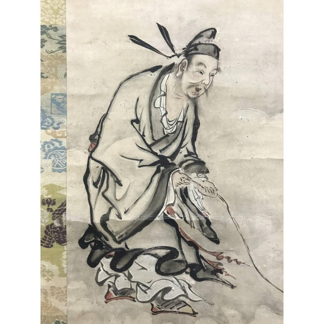 真作/狩野常信/仙人図/茄子図/掛軸☆宝船☆AK-293