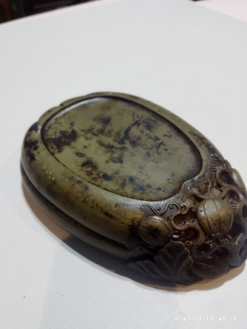 ふ中国美術　端渓硯　緑端渓　硯　書道具