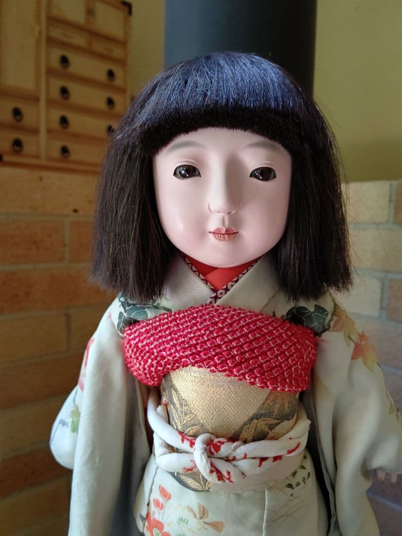 市松人形 銘はありませんが光龍斎です 昭和初期 大正の手描友禅 髪張り替え済み