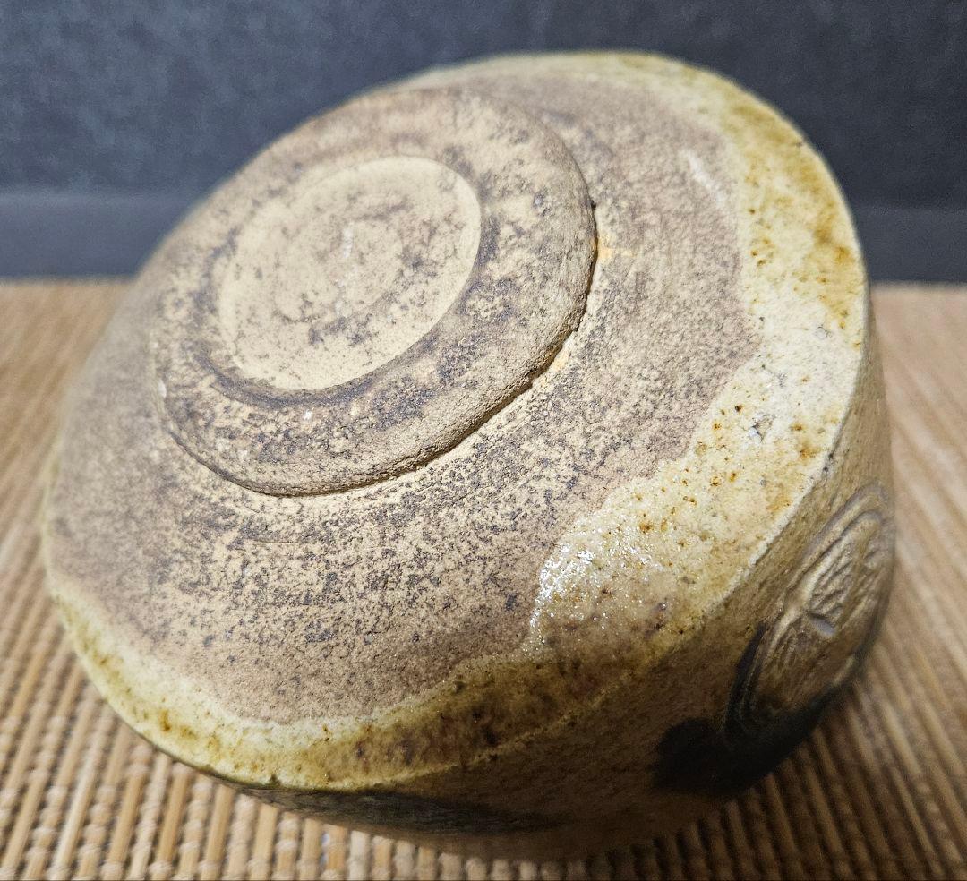 時代物　明治時代頃　徳川紋　葵紋　黄瀬戸　たんぱん　茶碗　茶道具茶器　尾張　紀州
