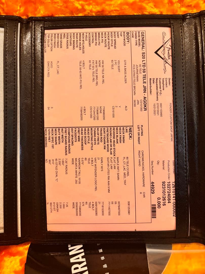 Fender Custom Shop 1959 Tele JRN 2021年製