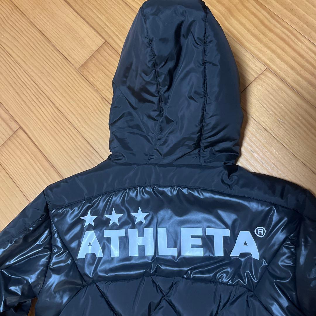 【美品】ATHLETA アスレタ フード付 ダウン ベンチコート Sブラック