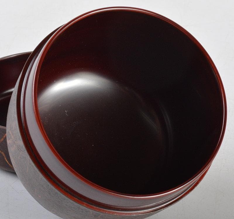 中谷秀斎作　富士之絵　雲竜和紙張　大棗　紫野　松長剛山極め箱　V R4504