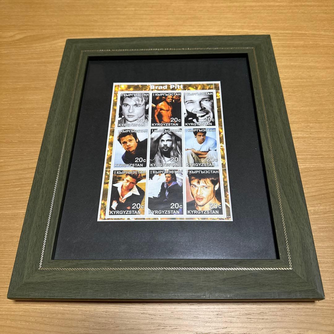 ブラッドピット　キルギス 切手シート 額縁付き