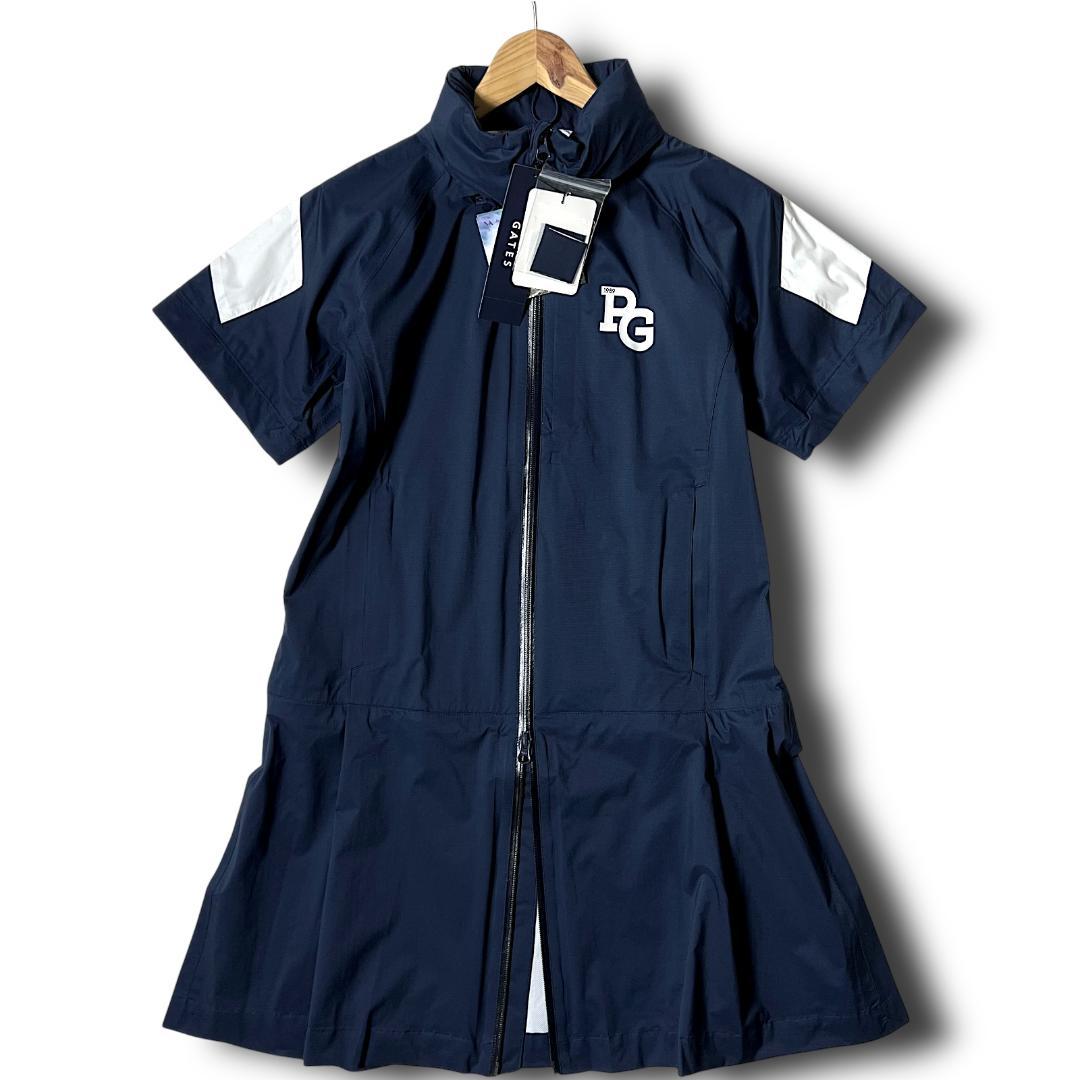 0 パーリーゲイツ AQUAX 防水透湿 レインジャケット ワンピース 紺
