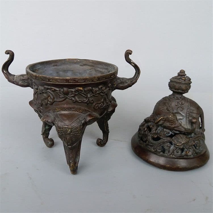 銅器 香炉 吉祥象薫香炉 仏堂香具茶台 置物 装飾品 工芸品