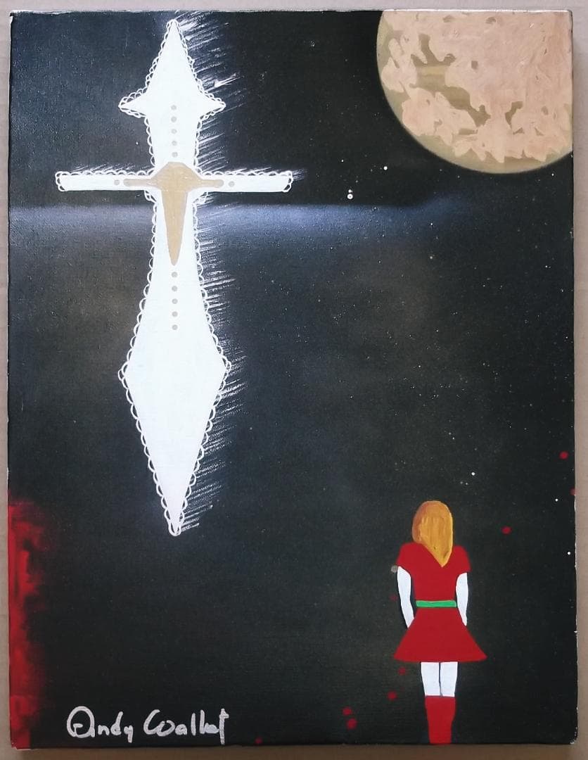 真作　Andy　Wallet　奇跡が起きるとき　神秘十字　凄いパワーを感じる絵画