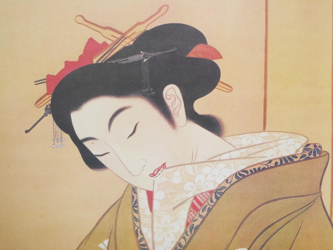 伝・葛飾北斎筆【春草図】春画◆複製工芸画　日本画　浮世絵　美人画　掛軸