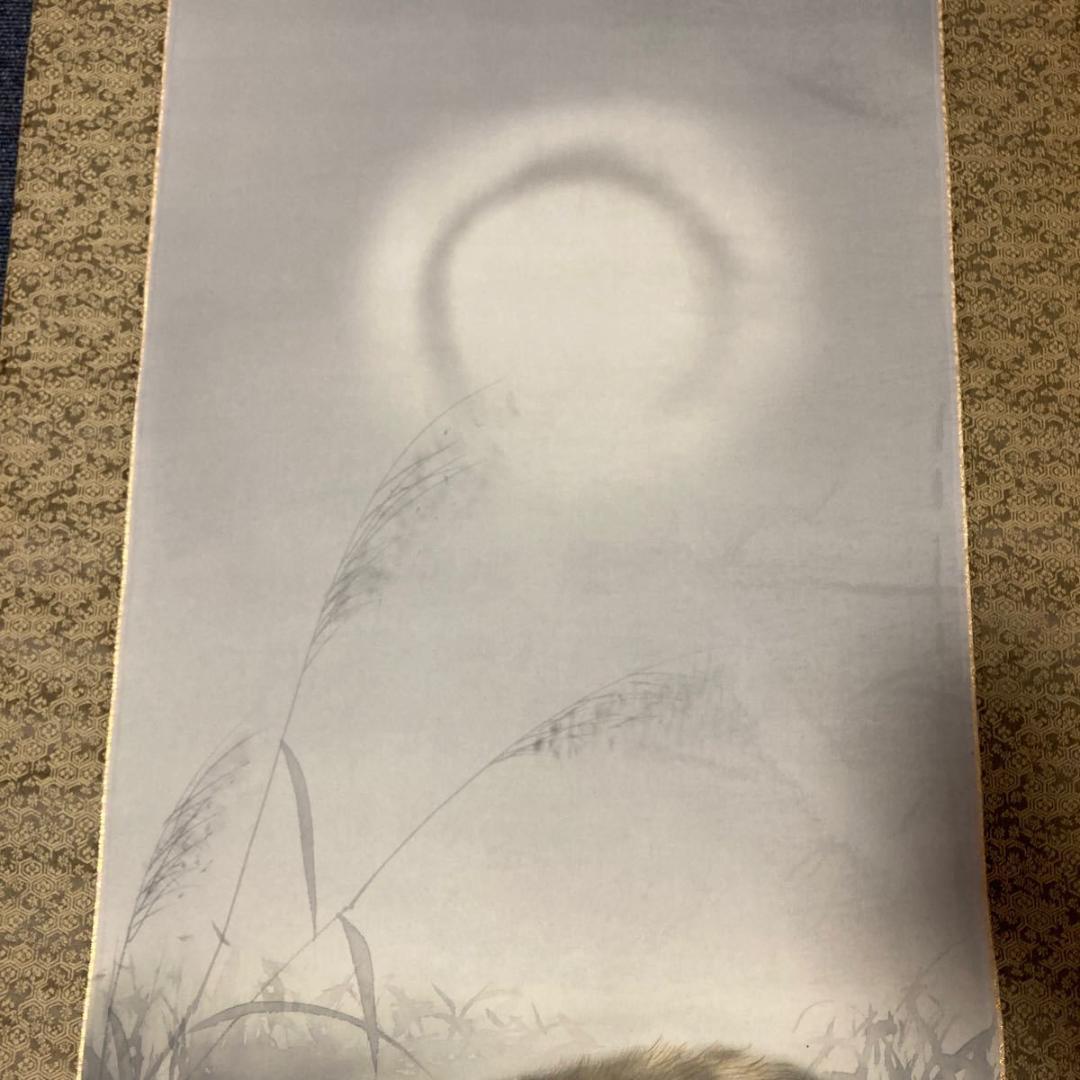 掛軸 昇仙『狸之図 たぬき』絹本 肉筆 共箱付 掛け軸 No.1609