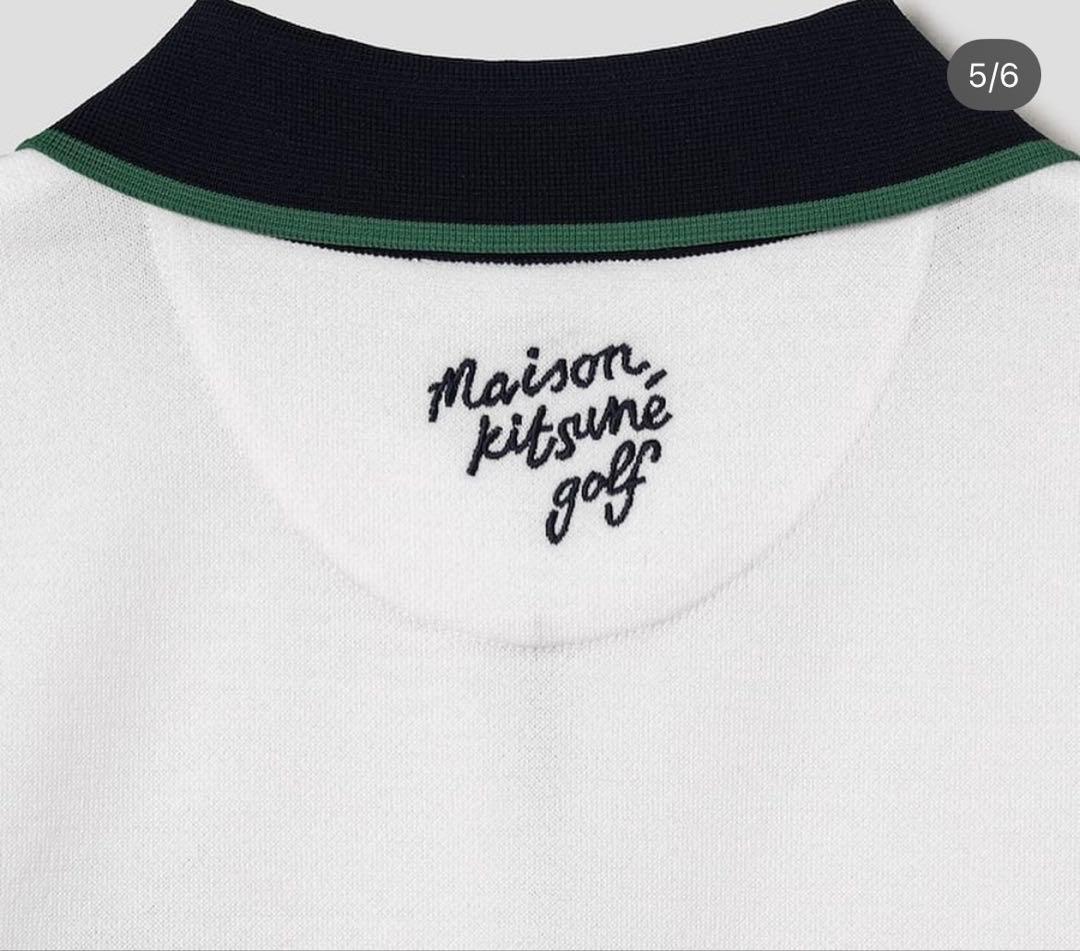 ホワイトポロシャツ maison kitsune golf
