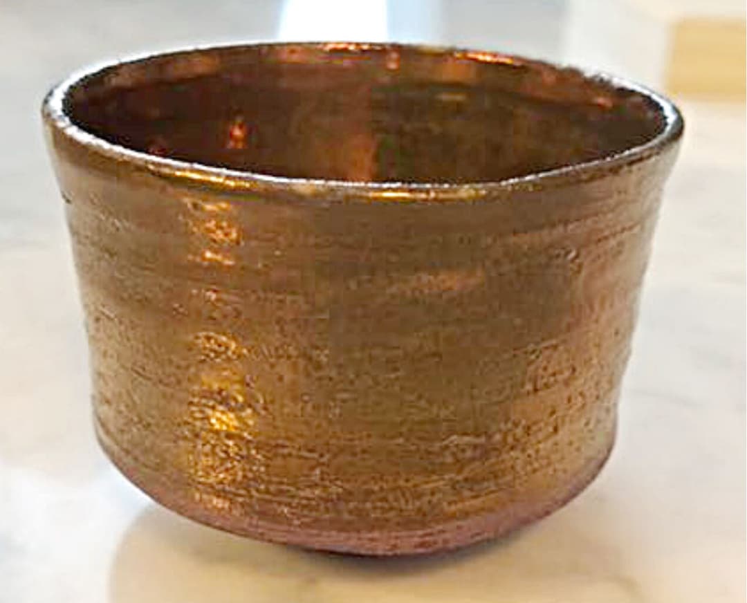 【人気・一点物】青木良太　銅瓷紅芋盃