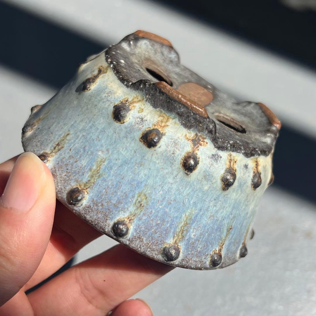 781.暁雲 鼓釘丸鉢 盆栽鉢 植木鉢 8.4*4.3cm