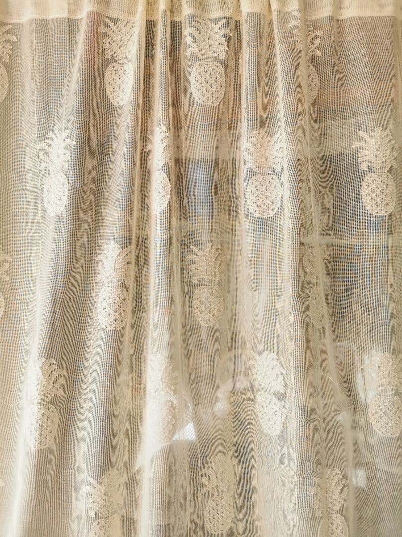 アンティーク ノッティンガムレース最高峰マドラスフレームカーテン パイナップル