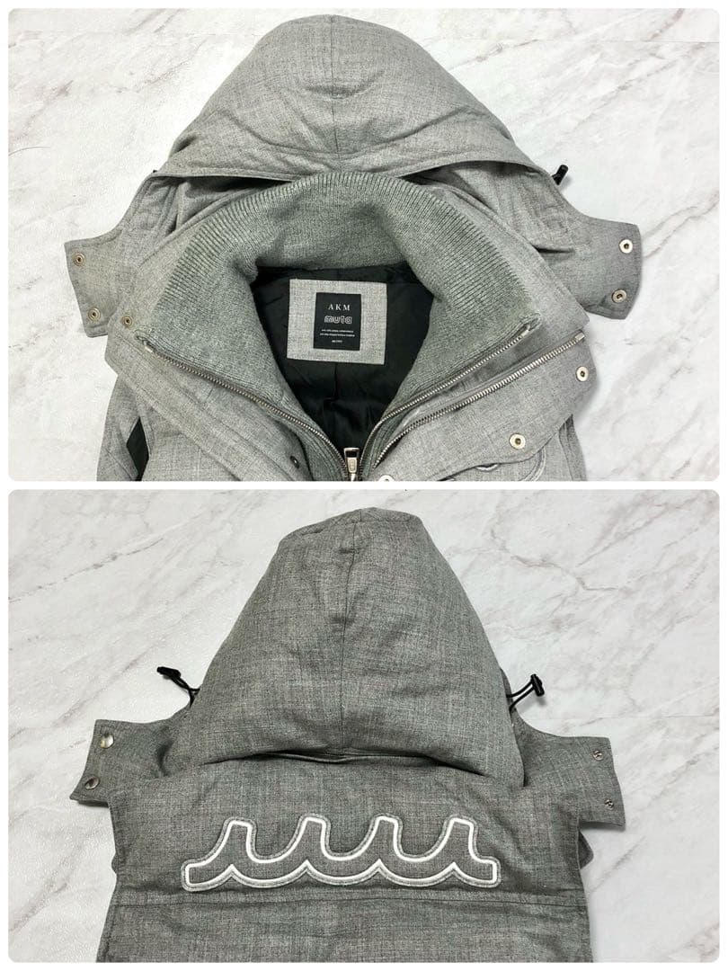 【超希少】MUTA × AKM ダウンベスト 2way ロゴ カシミヤ L