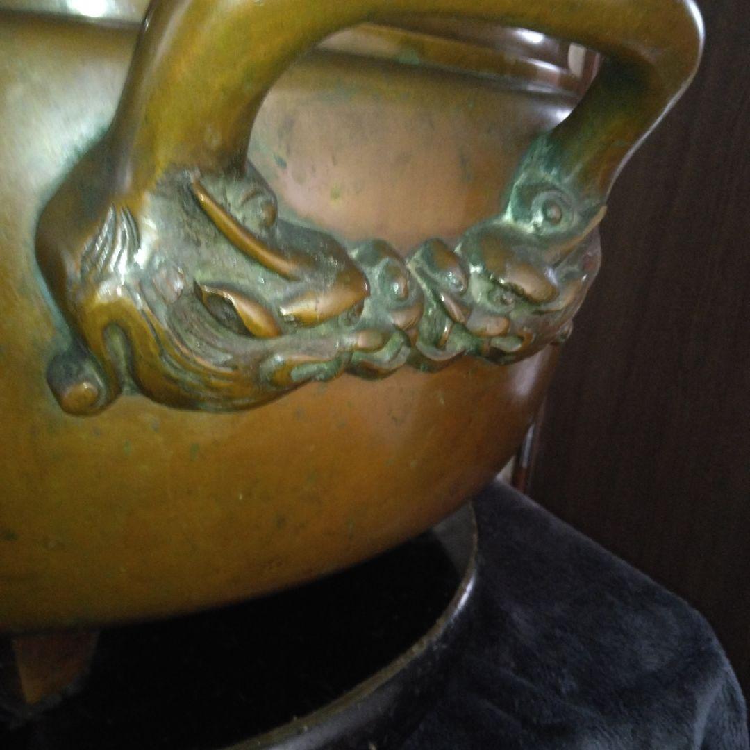 尺八瓶掛火鉢　七福神　宝船彫金入