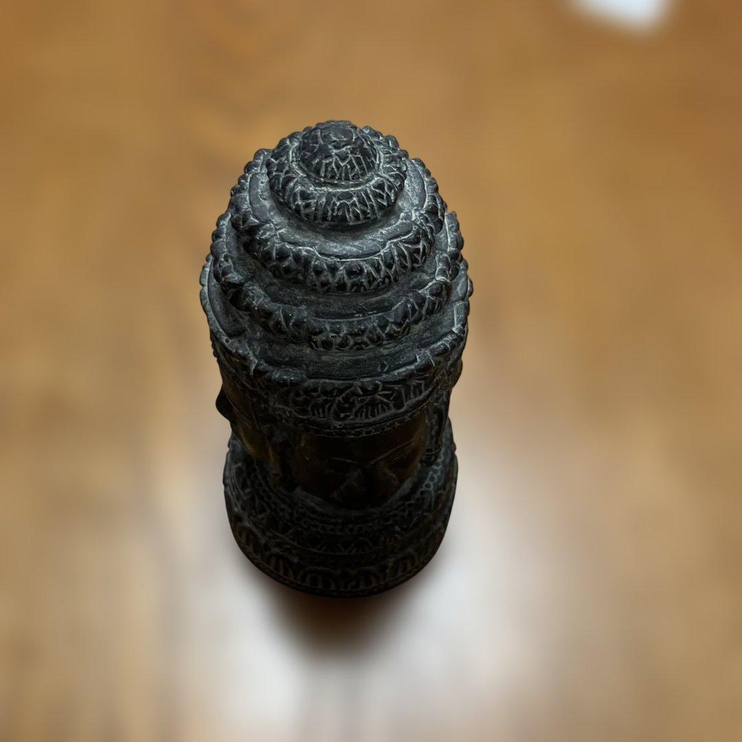 カンボジア　アンコールワット 四面の顔の仏像 青銅製 約20cm