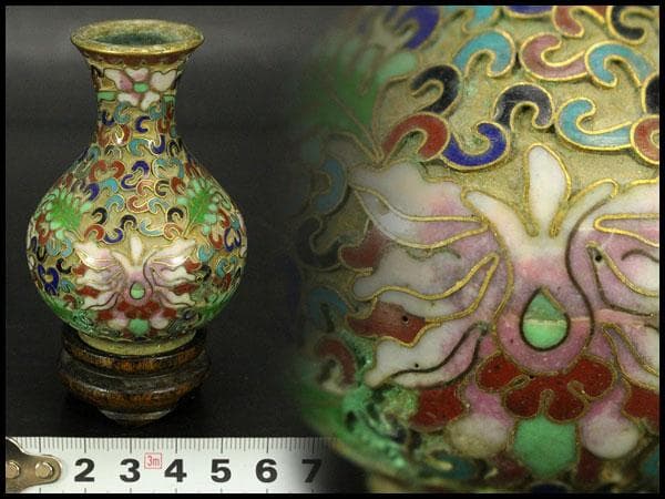 中国美術 七宝 小瓶 壷 高7.7cm(LC536)