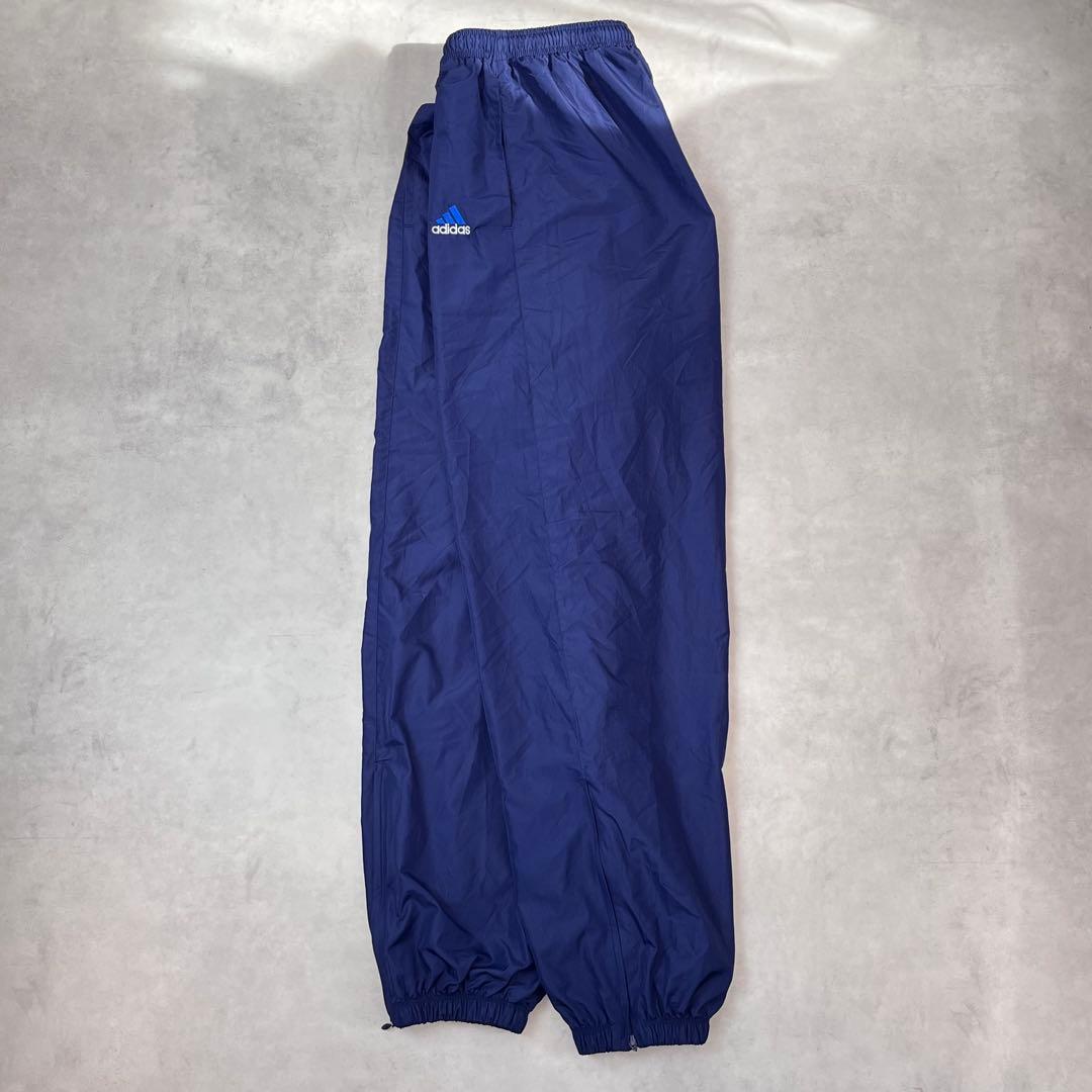 00s adidas バギートラックパンツ 刺繍ロゴ ネイビー XL