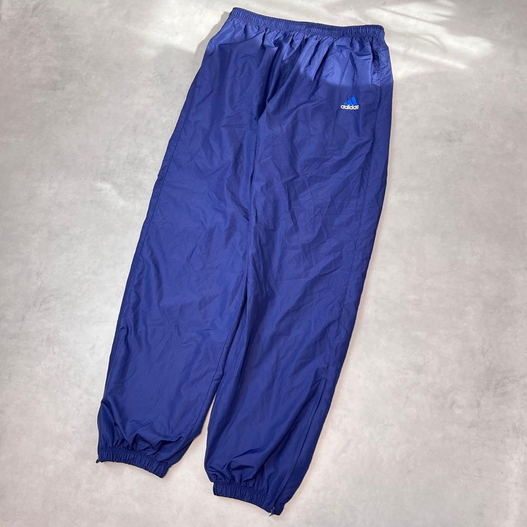 00s adidas バギートラックパンツ 刺繍ロゴ ネイビー XL