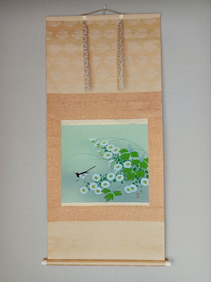 美品 軸 縁起物 おもてなし 絵 幸運 花鳥 神 中国 風水 美術 インテリア