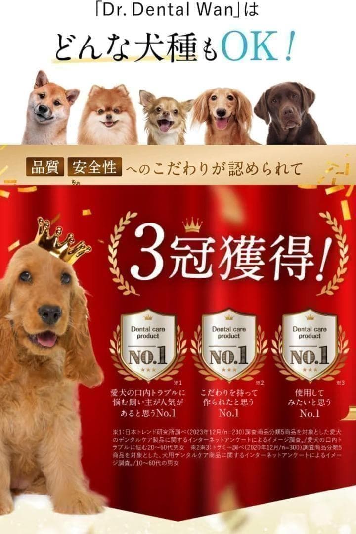 【新品未使用】 ドクターデンタルワン ４個セット 犬 歯磨き 歯ブラシセット