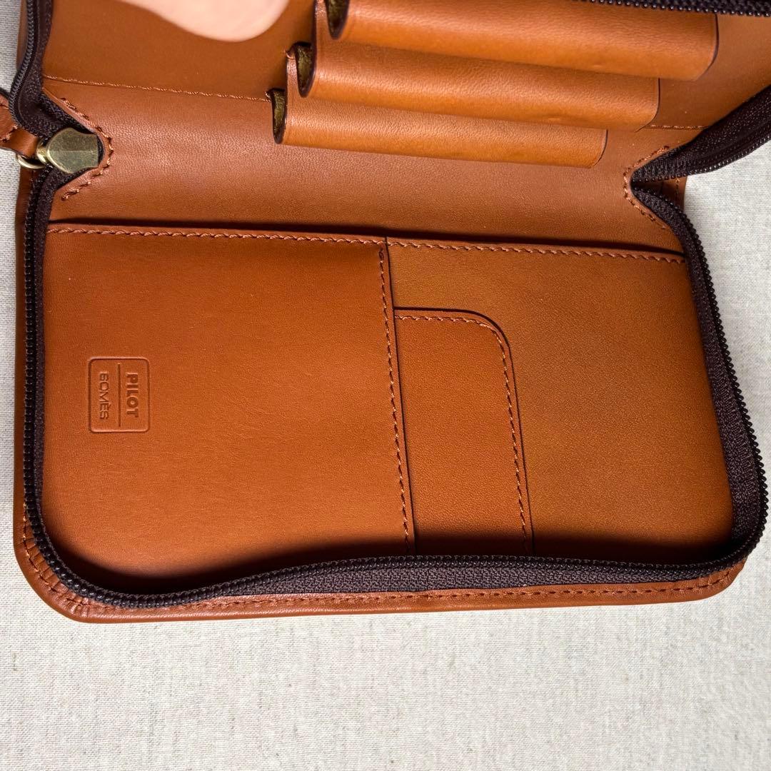 【美品】パイロット×ソメス3本差ペンケースPILOT×SOMES ブラウン 牛革