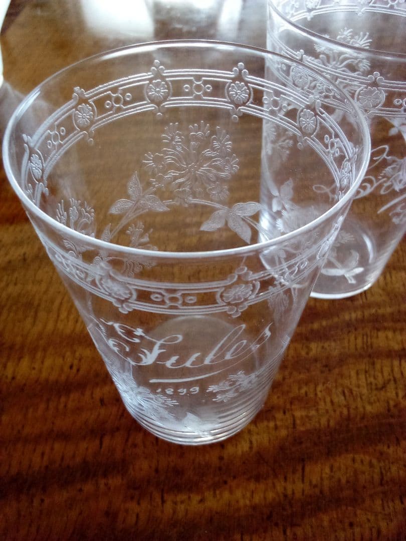 フランス オ—ルド タンブラーグラス ２客 (ペア )