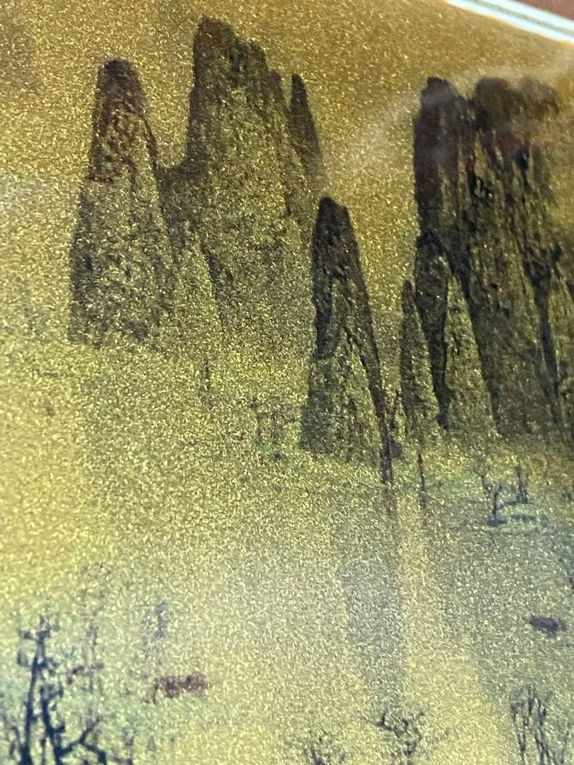 水墨画　桂林山水　純足金　額入り　中国美術　風景画　アート　コレクション　古美術