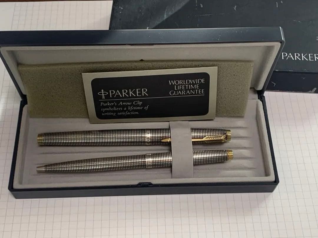 PARKER 75 初期万年筆とボールペンのセット　スターリングシルバー