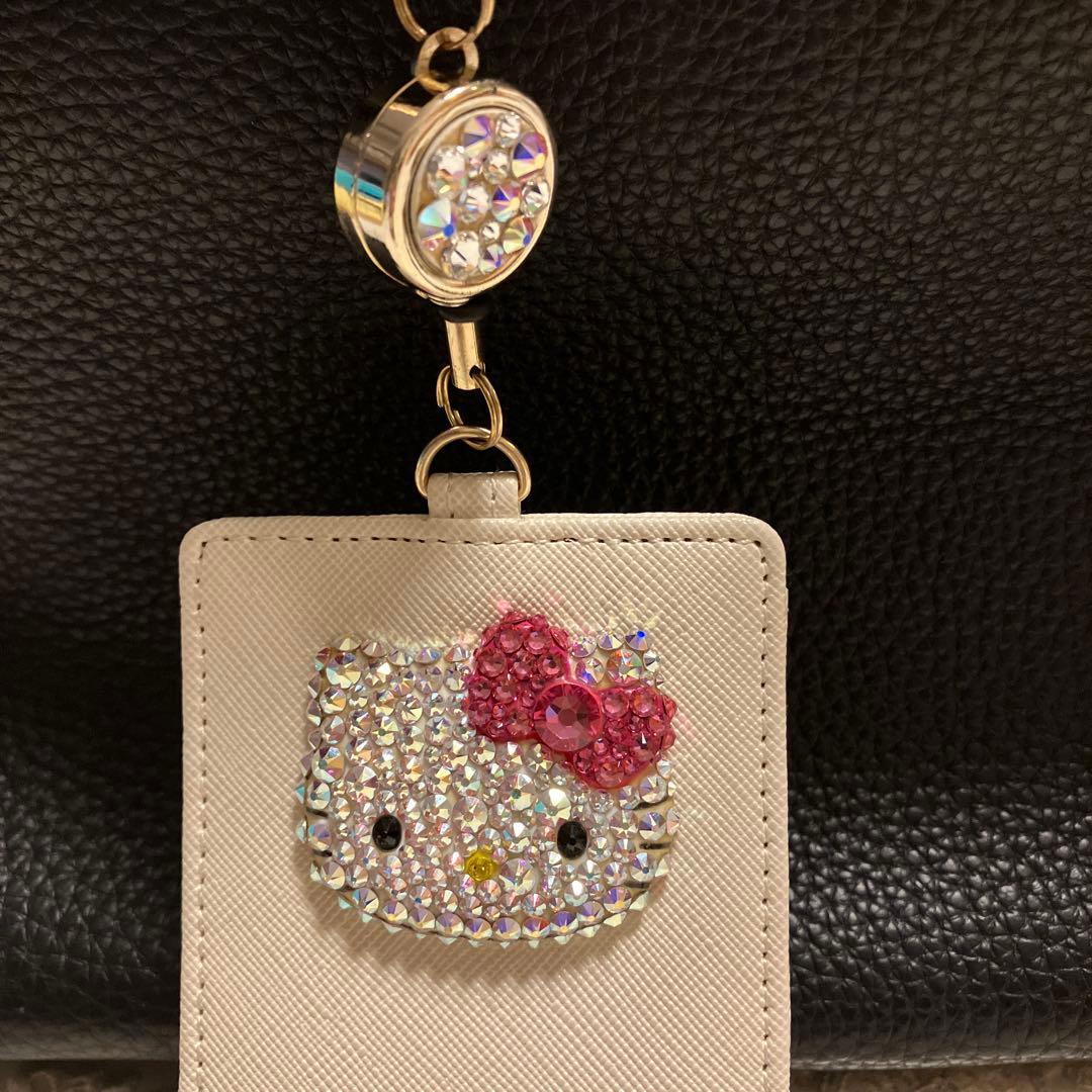 黒レザートート（未使用 ）&キティちゃん パスケース（スワロスキー付き）