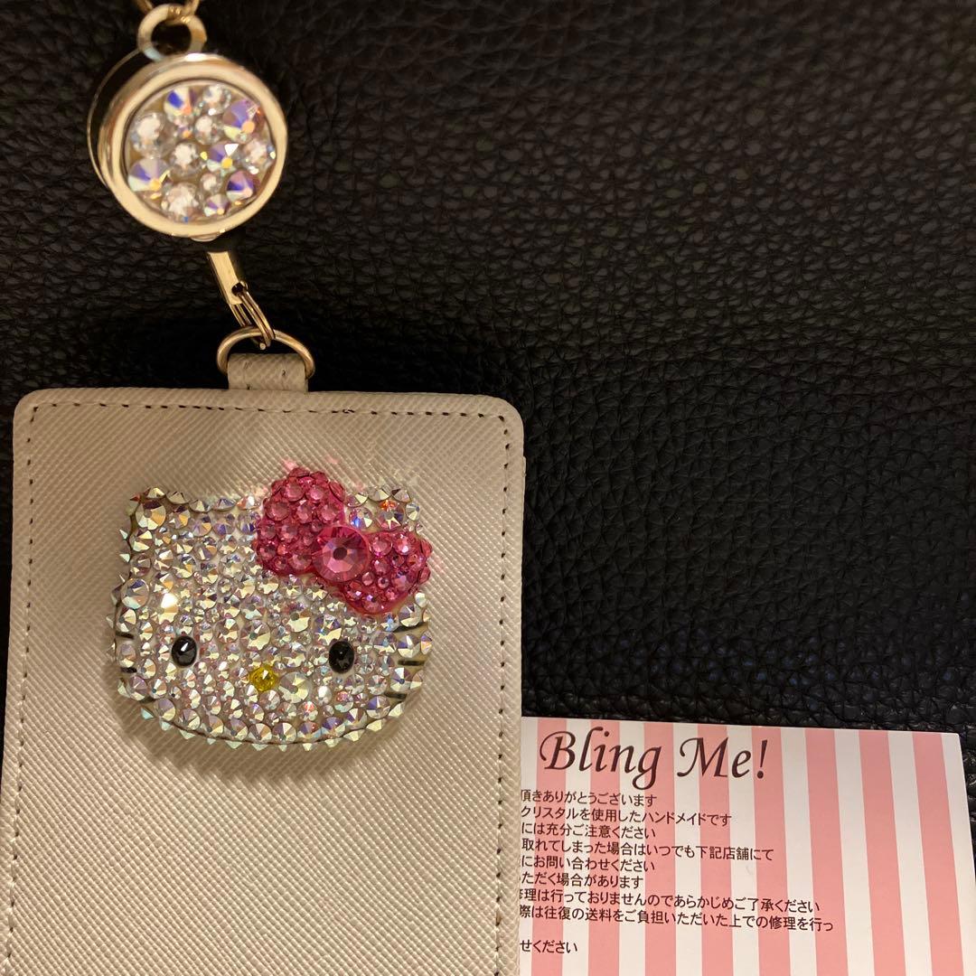 黒レザートート（未使用 ）&キティちゃん パスケース（スワロスキー付き）