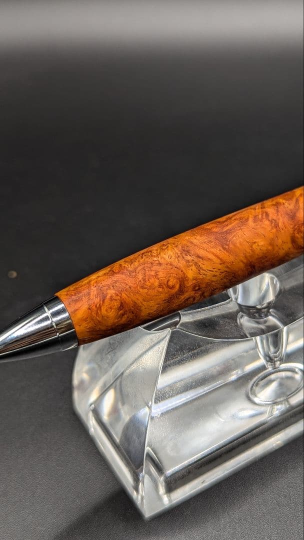 332ペン工房翌檜　特上　本花梨　紅白　源平　瘤杢　木軸シャーペン　ボールペン