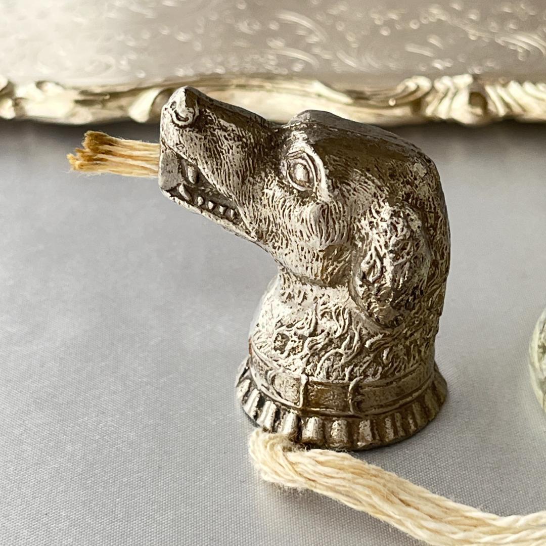 【英国】レトリバー テーブルシガーライター【シルバープレート / ガラス】犬