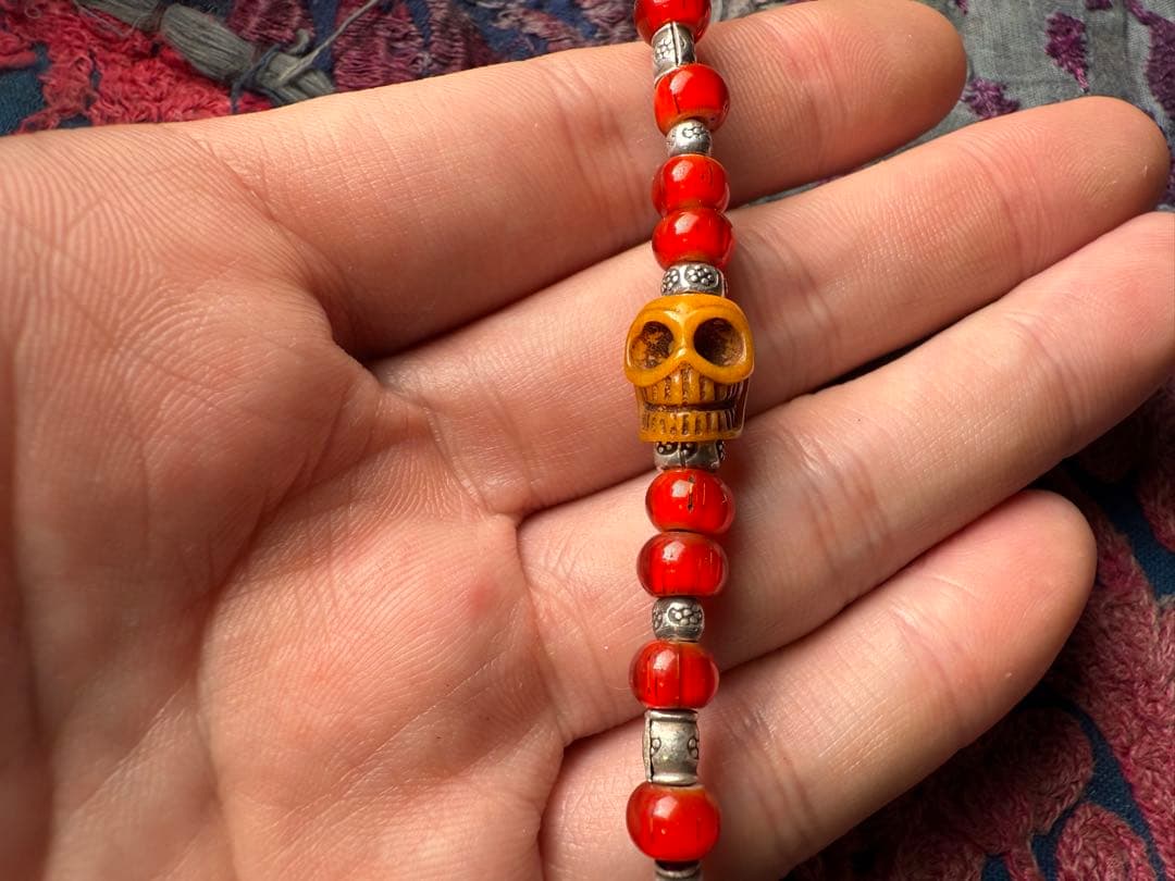 アンティークカパーラボーンビーズのブレスレット　強力護符　ハンドメイド