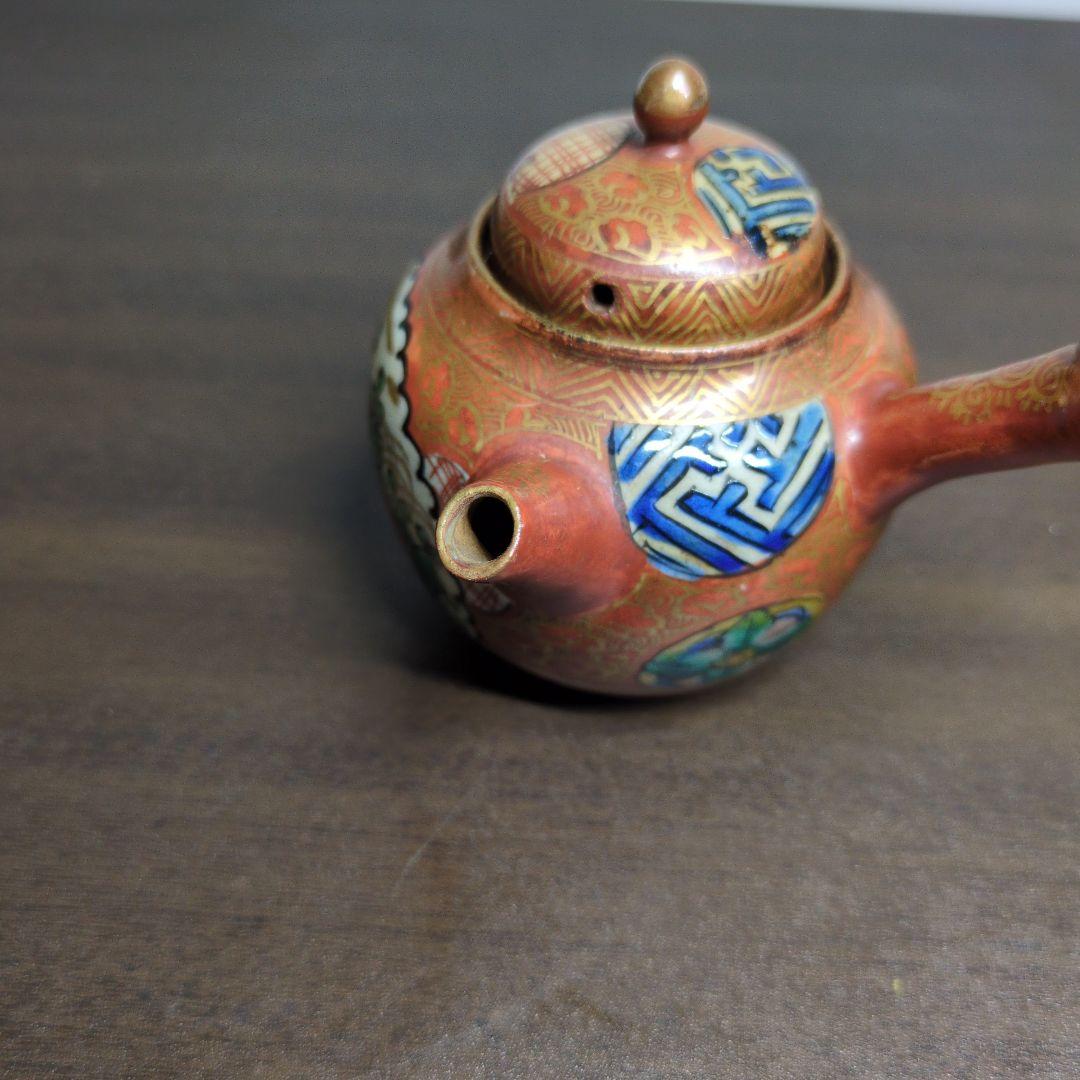 時代 九谷 庄三 金彩色絵 花唐人文 茶器揃 箱付き