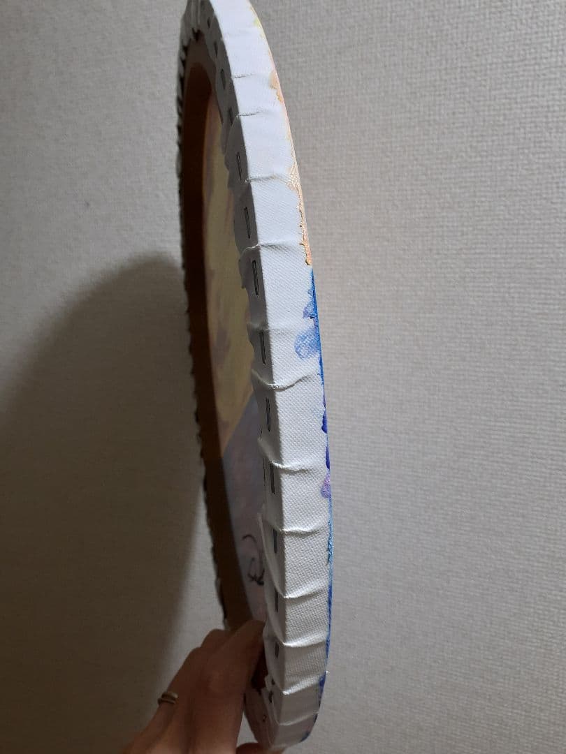 《溢れた願い》油絵 油彩画 海 風景画 直径40cm