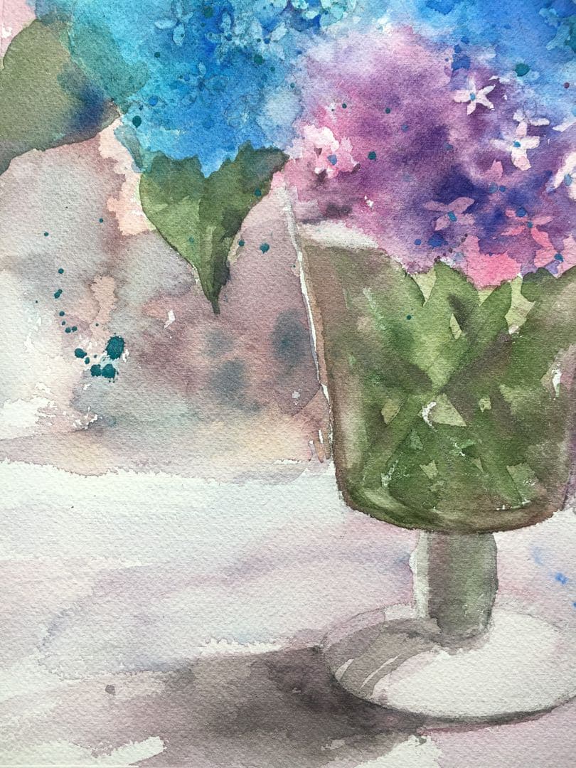 透明水彩原画紫陽花