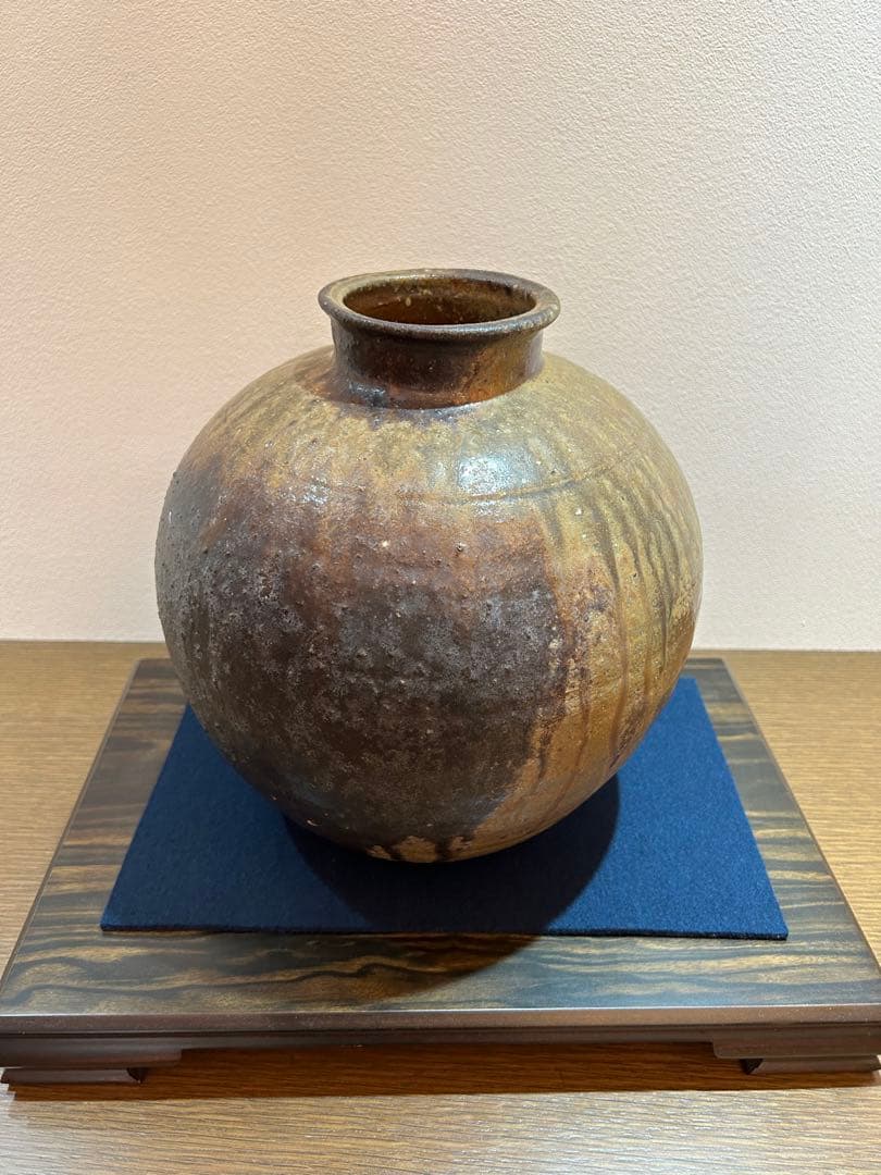 人間国宝藤原啓　備前焼壺　花瓶共箱あり