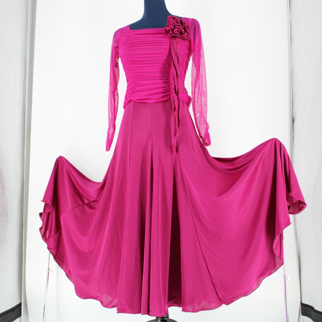 【美品 日本製 社交ダンス衣装】パープル SUNLINE ワンピース ドレス