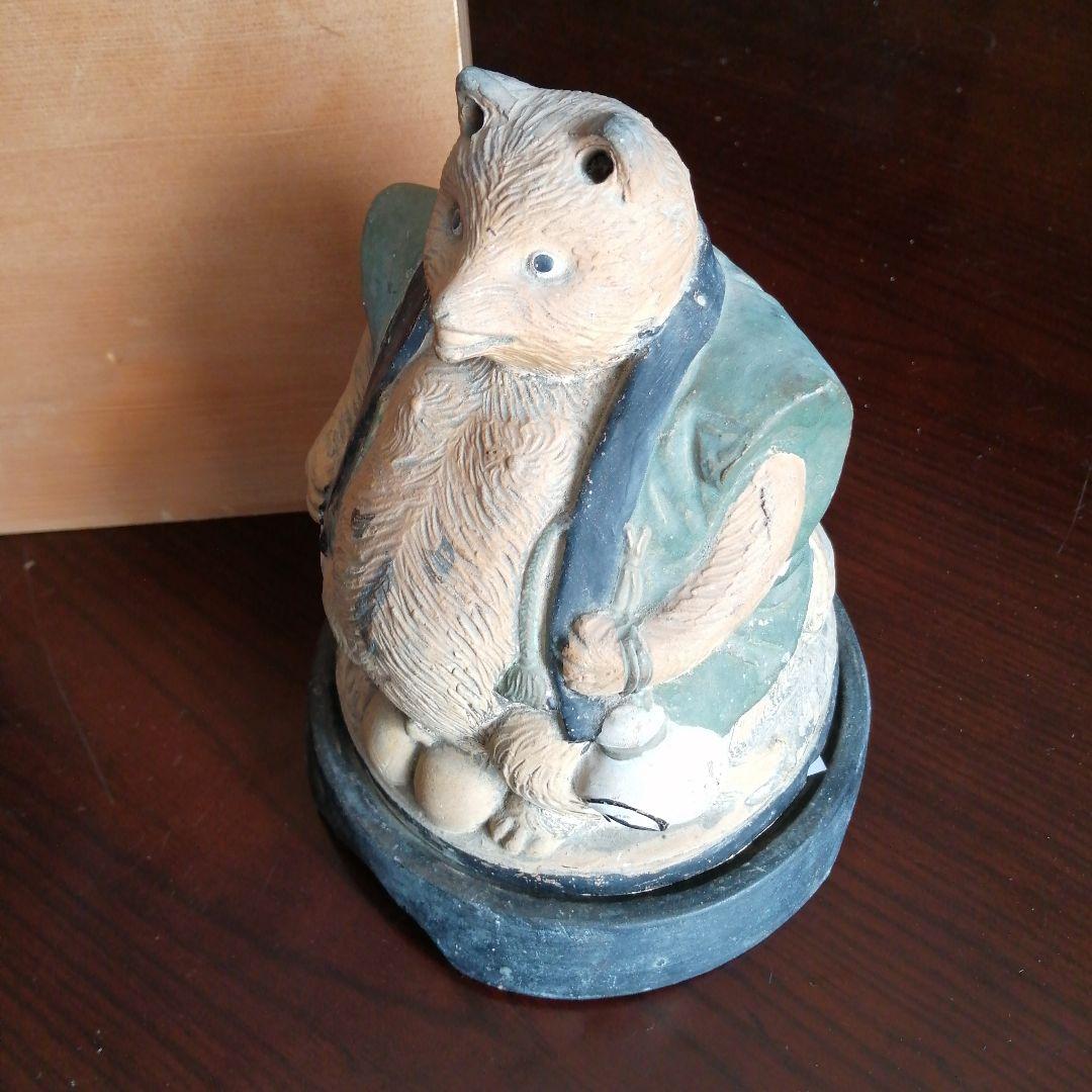 【珍品】京焼　仁阿弥狸蚊取線香香炉　19.5cm　明治〜大正期