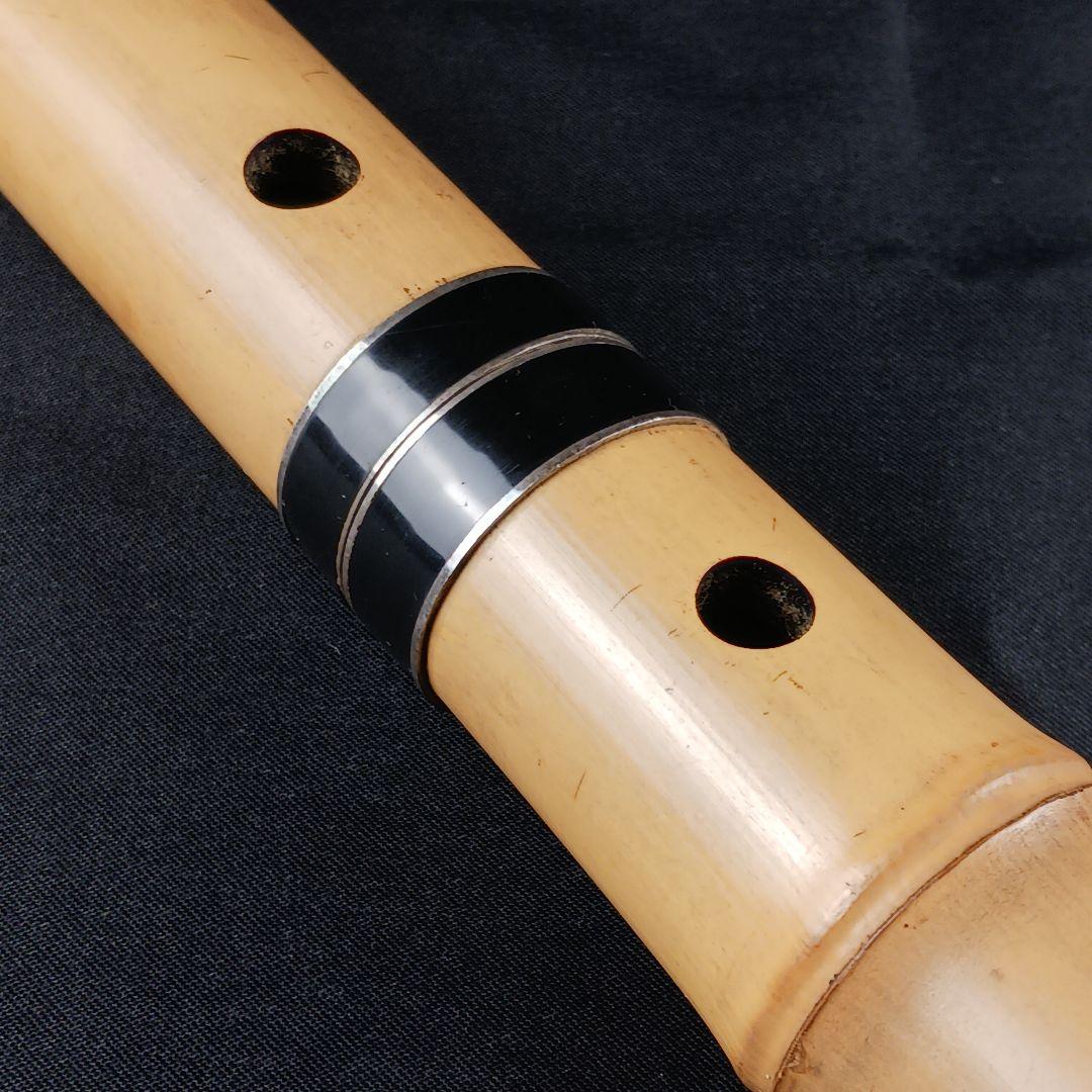 Y3110-5 琴古流 尺八 在銘 銀三線 全長64㎝ 竹製