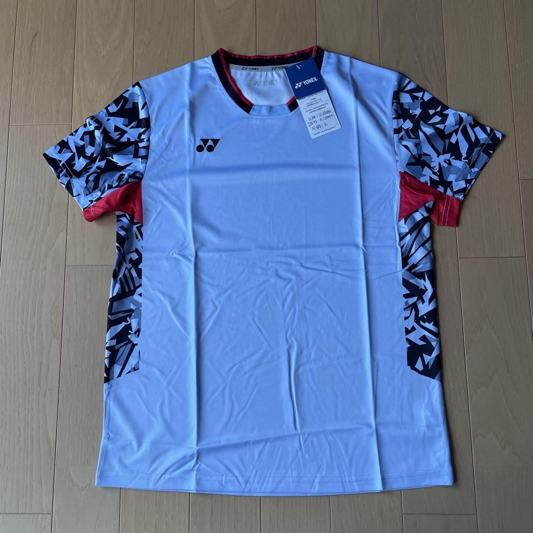 ヨネックスYONEX バド＆テニスゲームシャツ　新品　サイズLライトブルー