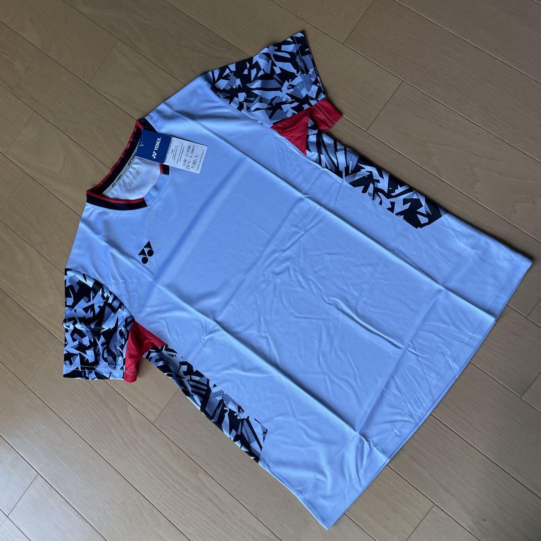 ヨネックスYONEX バド＆テニスゲームシャツ　新品　サイズLライトブルー