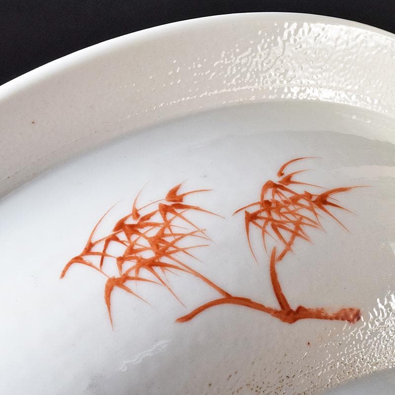 中国　粉彩　山水人物文盤　大皿　直径約37.7㎝　M　R8286B