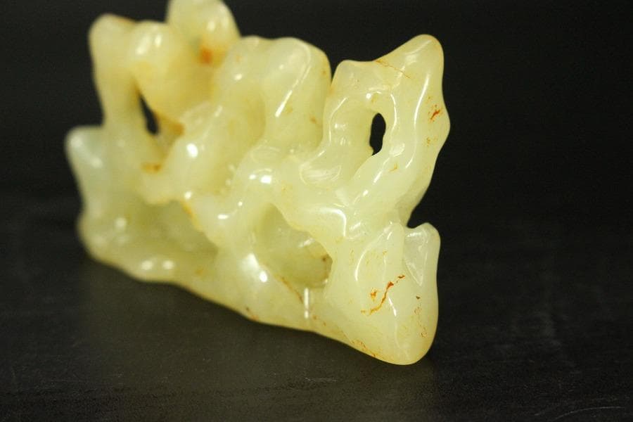 中国美術 白玉石 刻 太湖石 筆架 文房四宝(HA426)