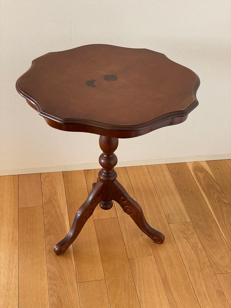 象嵌細工 コーヒーテーブル サイドテーブル 飾り台 波型天板 アンティーク