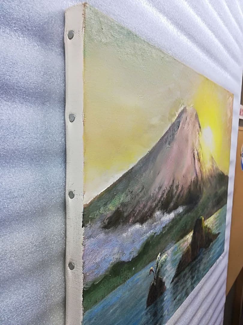 画家 haru 油彩画 富士山 日の出 F6号 真作 原画 一点物 。