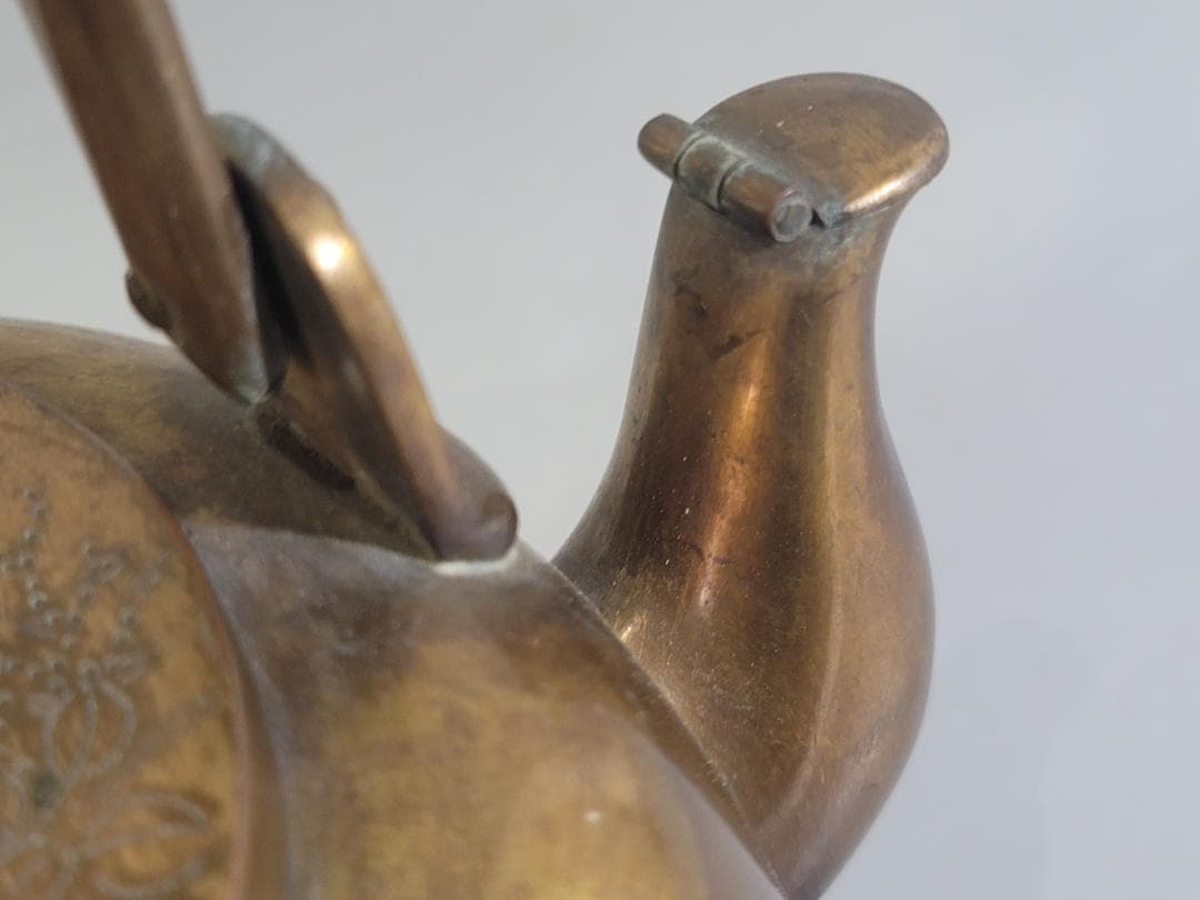 茶道具 鍍金 銅水注 瓶 時代物 DT534